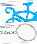 Close-up of blue bicycle pendant on Everyday Carry Bottle Opener Keychain With Bicycle Pendant Multipurpose Lightweight Metal Lid Lifter