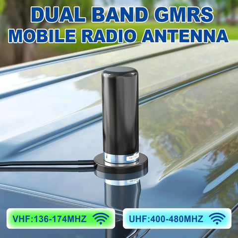 Low Profile Dual Band UHF VHF Antenna For Vehicle And Marine Use 136 174 MHz And 400 470 MHz NMO Mount on car roof