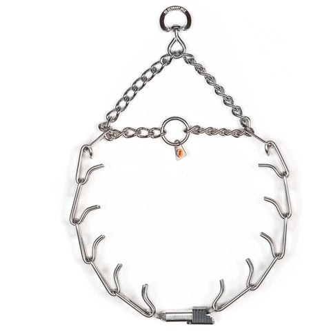 Adjustable Prong Collar With Quick Release ClicLock Buckle And 360 Degree Swivel For Small To Medium Dogs Up To 15 Inch Neck 2.25mm Prongs Stainless Steel Training Collar