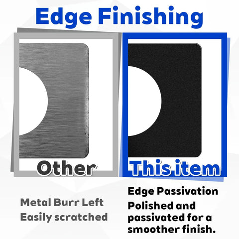 Matte Black Door Knob And Deadbolt Reinforcement Plate Kit, comparison of edge finishing, standard vs premium polished surface