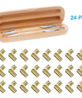 Slick Invisible Brass Barrel Hinges 24 Pack 5X17mm Concealed Woodcraft Hardware for Jewelry Boxes and Cabinets.
