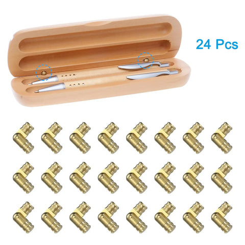 Slick Invisible Brass Barrel Hinges 24 Pack 5X17mm Concealed Woodcraft Hardware for Jewelry Boxes and Cabinets.