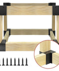 Heavy Duty 3 Way Corner Bracket Kit For Custom Workbench And Shelving, Black Steel, Fits 1.5 By 3.5 Inch 2x4 Lumber, 8 Pieces With 64 Screws
