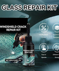 Upgraded Windshield Crack Repair Kit With Nano Glass Repair Liquid For Cars And All Surfaces displayed with crack illustration