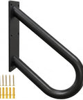 Compact U Shaped Pipe Grab Handle Wall Mount For 1 To 2 Steps Non Slip Stair Railing, matte black steel design, easy install.