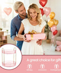 Couple smiling with a pink gift, showcasing the Total Game Changer, 360 Rotation Makeup Organizer for Vanity Desk.