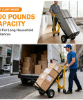 3-in-1 Convertible Hand Truck Dolly Cart with 10-Inch Pneumatic Wheels moving appliance and boxes in tilt mode