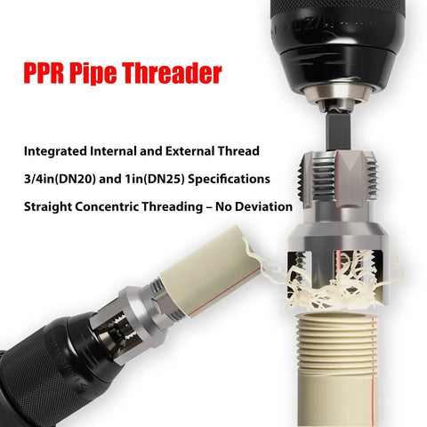 Drill Style PPR Pipe Threader And Reaming Kit For One Half Inch And Three Quarter Inch PVC Pipes With Reaming Bit Set