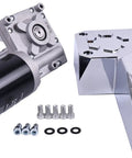Professional Grade 1.5HP 900W 12V DC Tarp Motor Kit with chrome plated gearbox and mounting bracket.