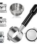 54mm Bottomless Portafilter for Barista Express and Breville Espresso Machines BES870XL BES840XL BES878 BES880BSS BES881BSS BES450BSS and More Pro Level Shot Quality Cleaner Flow Easy Dial In for Home Baristas stainless steel portafilter with 18g basket