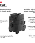 Xtract 9 Gallon Portable Dust Extractor Pro Grade Industrial Vacuum With Auto Filter Clean HEPA Filtration, front view.