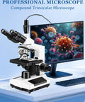 All In One Binocular Compound Microscope Kit For Kids And Grownups With WF10x And WF25x Eyepieces alongside a computer screen