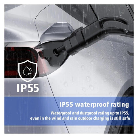 Ccs1 To Ccs2 Ev Charger Adapter 250Kw DC fast charging converter showing IP55 waterproof rating for safe outdoor use.