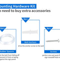 Top Tier Eight Pack Standoff Mounts Three Quarter By One Inch Brushed Stainless Steel Wall Brackets kit with screws, anchors, rubber spacers.