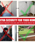 Image of 3 In 1 Door Security Bar For Home, Apartment, And Travel, Heavy Duty Adjustable Lock Bar installed, showing extra security benefits.
