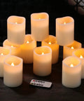 Flameless Pillar Candles Set Of 12 With Remote Control Battery Operated Real Wax Led Candles 3 Inch Diameter By 4 Inch Height