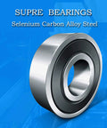 Close-up of Supre bearings made from selenium carbon alloy steel on a blue background