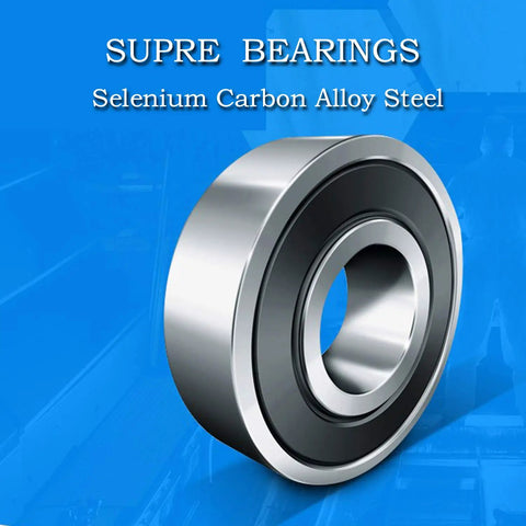 Supre bearings selenium carbon alloy steel on blue background
