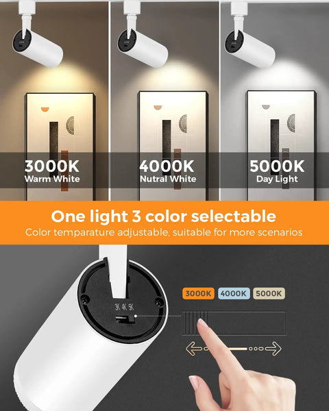 3-Color Zoomable LED Track Lighting Heads for Kitchen H Type Spotlight Fixtures, Dope Adjustable Beam 15 to 55, Flicker Free With CRI 90 Plus, 10W Each, White, 4 Pack