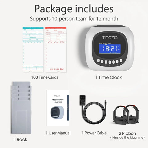 Time Clock Punch System With Passcode And Auto Align Printing 6 Punches Per Day Across 3 Shifts Easy Setup For Small Businesses Includes 100 Time Cards 2 Ink Ribbons And 1 Card Rack For Busy Shops.