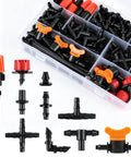 240 Piece Drip Irrigation Kit For Quarter Inch Tubing Includes Misting Nozzles Drippers Stakes Tees Elbows Plugs And More