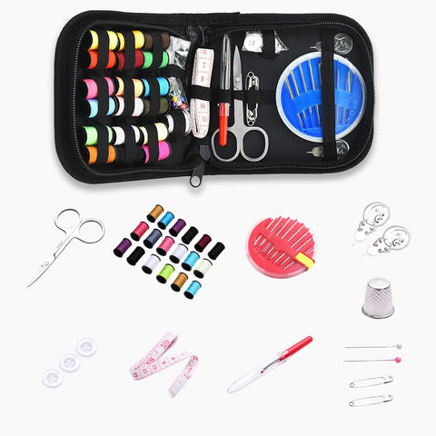 Go Ready 67 Piece Sewing Kit With Threads Needles Scissors And More For Travel Home And College, shown open with contents displayed