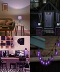 Purple S14 Edison LED Light Bulbs 0.5W for indoor outdoor string lights in various home and garden settings