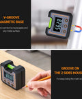 Pro Grade Digital Angle Finder And Level With Magnetic Base On Pipe And Wooden Marking for Carpentry and Masonry Use