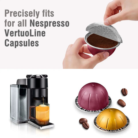 Aluminum Foil Lids For Reusable Nespresso VertuoLine Pods 120 Pack sealing coffee capsule with easy peel adhesion