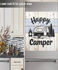 Happy Camper On Wood Magnetic Cover For Refrigerator Front Door And Dishwasher Totally Ultra Strong PVC Coated Magnetic Panel 23x26 Inches