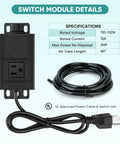 Garbage Disposal Air Switch Kit With Sink Top Push Button For Waste Disposer Up To 2HP Safe With Wet Hands UL Certified Power Module Easy To Install Black Finish Quiet Reliable Kitchen Upgrade, electrical components and specifications.