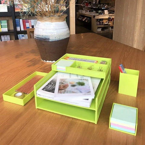 Must Have Three Layer Desk Organizer Set With Two File Trays And One Sundries Tray For Mail And Documents, Anti Static PS Material