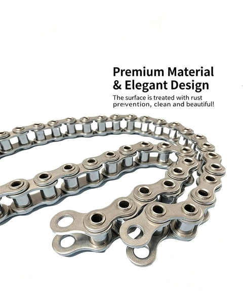 Premium 08B Stainless Roller Chain With Single Strand Design, ideal for industrial applications close-up view.
