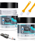 4oz Dielectric Silicone Grease Paste For Electrical Connectors Spark Plugs Battery Terminals And Brakes shown with brushes