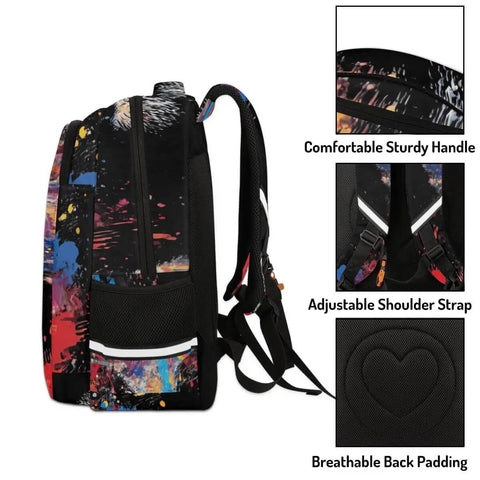 Side view of Personalized Dope Panda Backpack With Custom Name For Work And Travel College 16 Inch Laptop Bag showing handle and straps