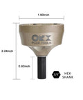 External Deburring Chamfer Tool With Tungsten Blade For Quick Burr Removal On Pipes And Bolts, dimensions shown