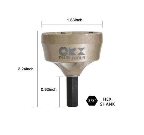 External Deburring Chamfer Tool With Tungsten Blade For Quick Burr Removal On Pipes And Bolts, dimensions shown