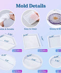 Various silicone molds for Coaster Making Kit With Epoxy Resin 16oz Molds Mica Powder Gold Flakes Mixing Cups Gloves And More