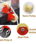 Heavy Duty Double Pulley System With Steel Rings And Nylon Groove Wheel For Wall Corners Rooftop Tents Sewers Wells And Construction Site Lifting Cable Rollers 13.5 Cm Inner Dia with details of nylon pulley and steel plate