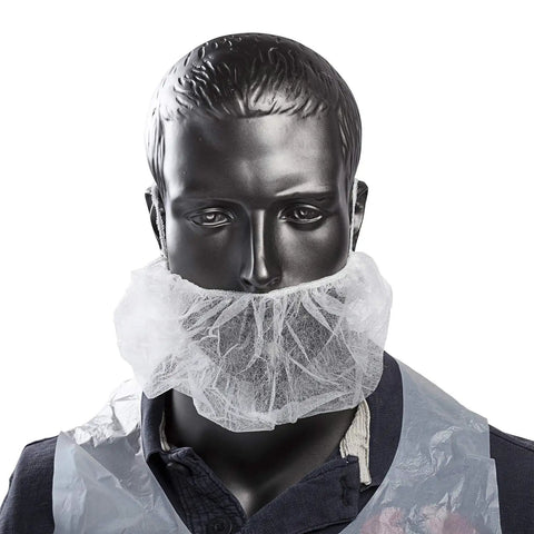 Latex Free Polypropylene Beard Protector For Food Service And Industrial Use on mannequin