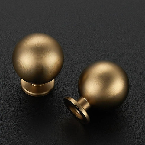 Super Durable Zinc Alloy Round Ball Cabinet Knobs One Inch Diameter Twelve Pack Champagne Bronze kitchen cupboard drawer handles