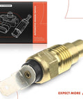 Close-up of A-Premium engine coolant temperature sensor with brass threaded body and black seal