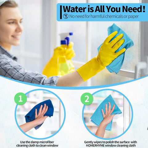 Person using Ultra Soft Microfiber Glass Cleaning Cloths 12 Pack Streak Free No Lint Wipes For Glasses Mirrors Screens