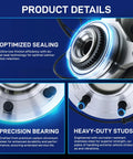 Close-up of front wheel bearing and hub assembly for 2011-2014 F-150 Expedition Navigator 6 lug 4WD with ABS, showcasing design features.