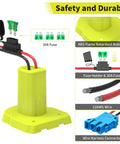 Power Wheel Battery Adapter For Ryobi 18V Battery With Wire Harness Connector, 12 AWG Wire, Fuse Holder, and 30A Fuses