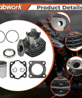 Cylinder Piston Gasket Repair Kit for Honda Spree 50 NQ50 1984 1987 Replacement Parts Set with piston ring and gasket details.