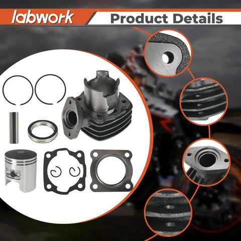 Cylinder Piston Gasket Repair Kit for Honda Spree 50 NQ50 1984 1987 Replacement Parts Set with piston ring and gasket details.