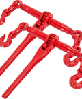 Heavy Duty Chain Binder Five Sixteenths To Three Eighths Inch Ratchet Load Binder With 6600 Lbs Capacity And G70 Hooks Red Pair