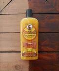 Sun Shield Wood Wax With UV Protection For Outdoor Furniture Gallon bottle on wood surface