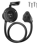 Shore Power Inlet Plug With Waterproof Cover For RV And Cargo Trailer 15 Amp 125 Volt NEMA 5 15P To 5 15R Outlet Box Heavy Duty 18 Inch Cord
